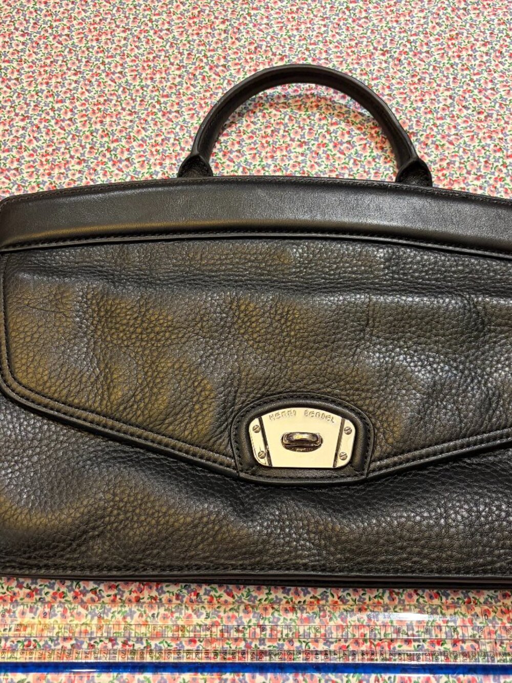 Rare Vintage Henri Bendel Convertible Leather Clutch Satchel - Black/Pink